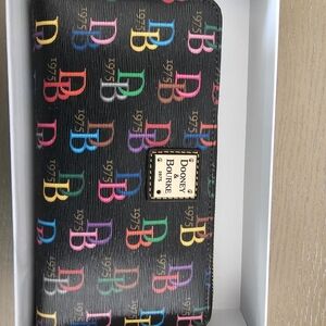 Dooney & Bourke Black Wallet with Colorful Logo